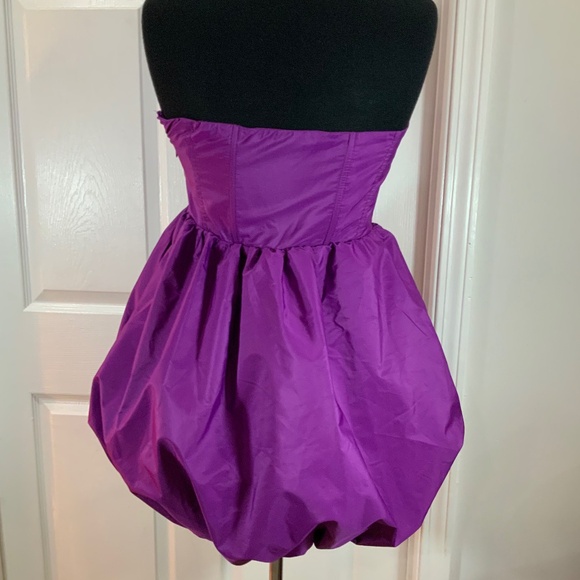 Zara Voluminous Strapless Purple Bubble Skirt Party Mini Dress Size Large - Picture 7 of 12